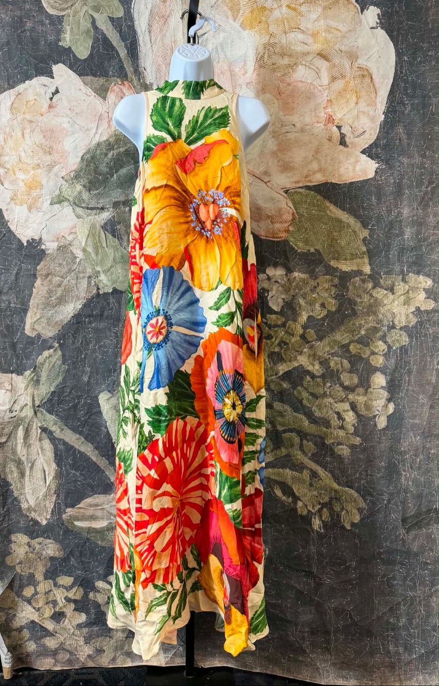 New Anthropologie X FARM RIO Halter Maxi Dress Size S - Picture 5 of 10